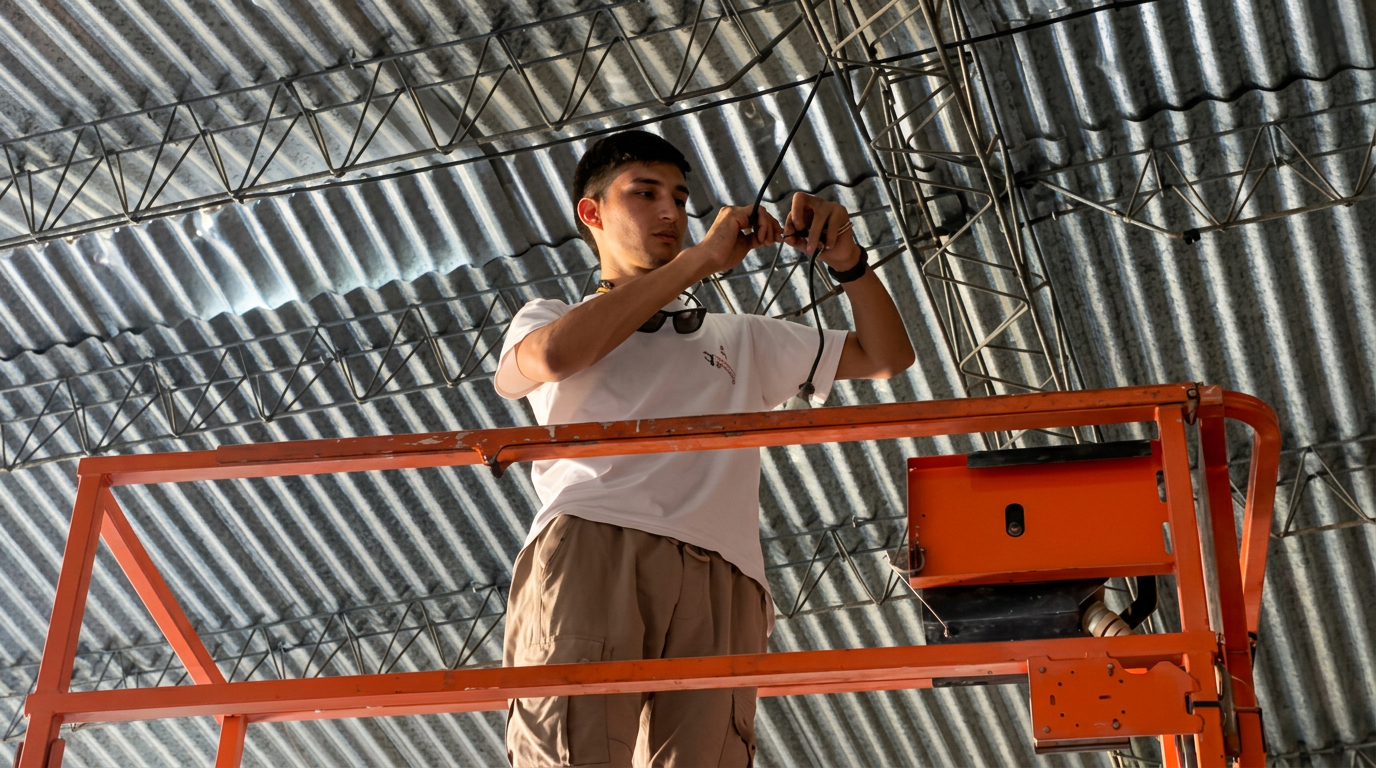 Electricista trabajando en tablero
